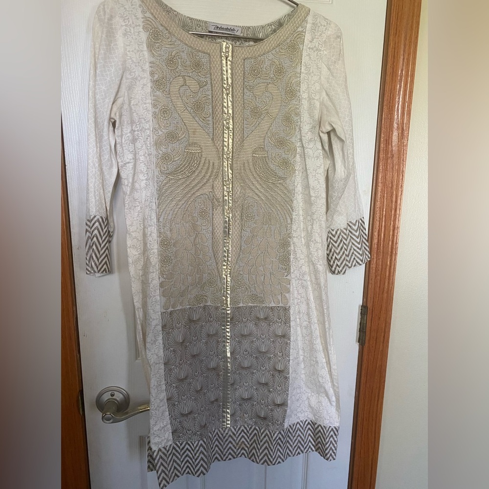 1pc Kurta Pakistani Indian Cream White color